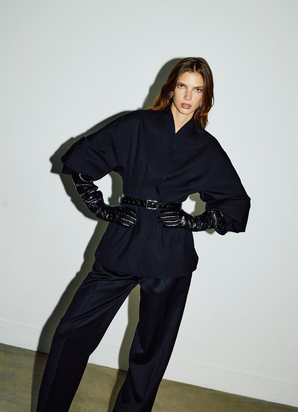 Black Croc Leather Gloves