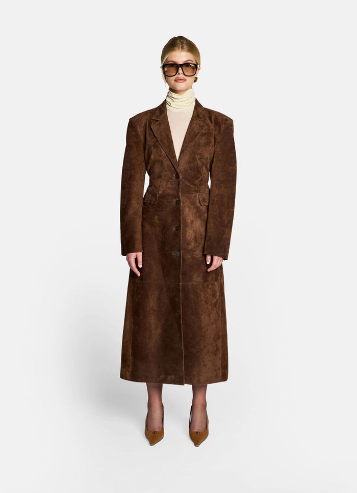 Brown Suede Hourglass Coat