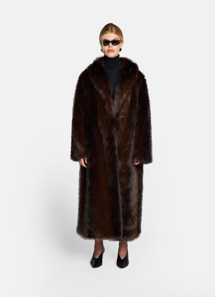 Brown Faux Fur Maxi Coat