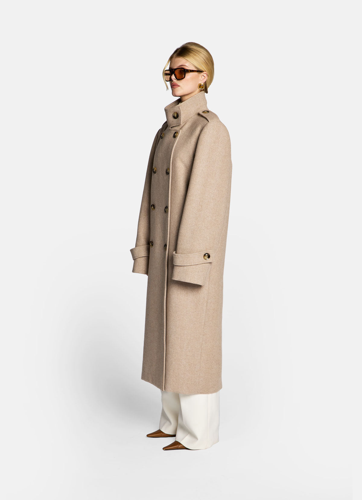 Mocha Wool Military Coat