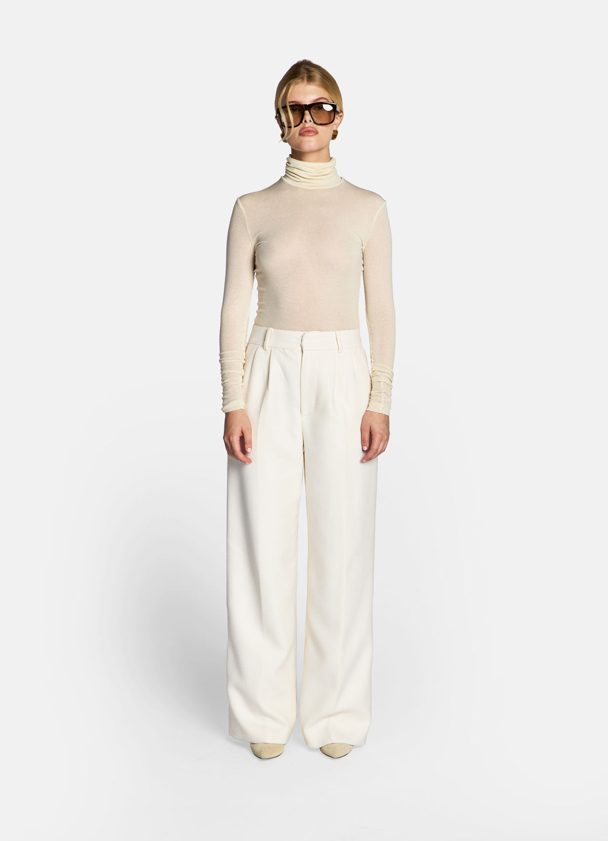 Cream Wool Suit Trousers