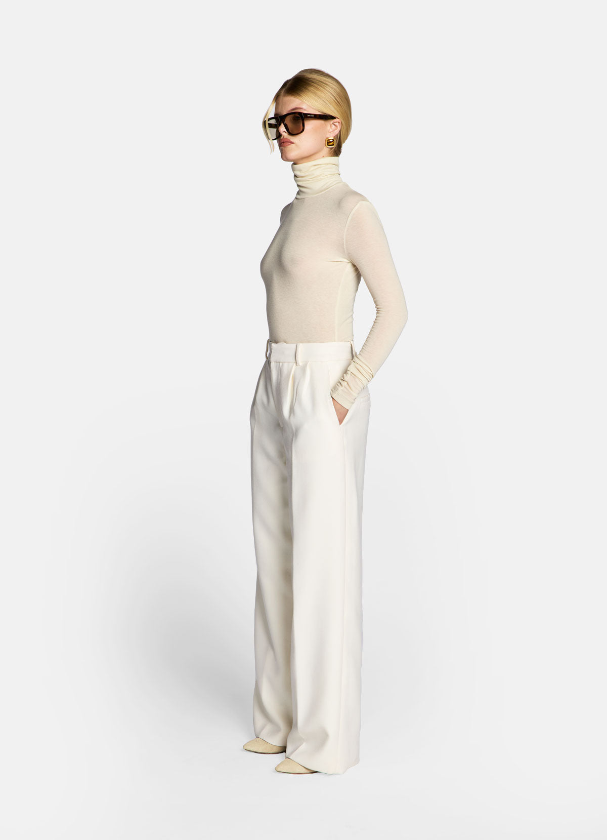 Cream Wool Suit Trousers