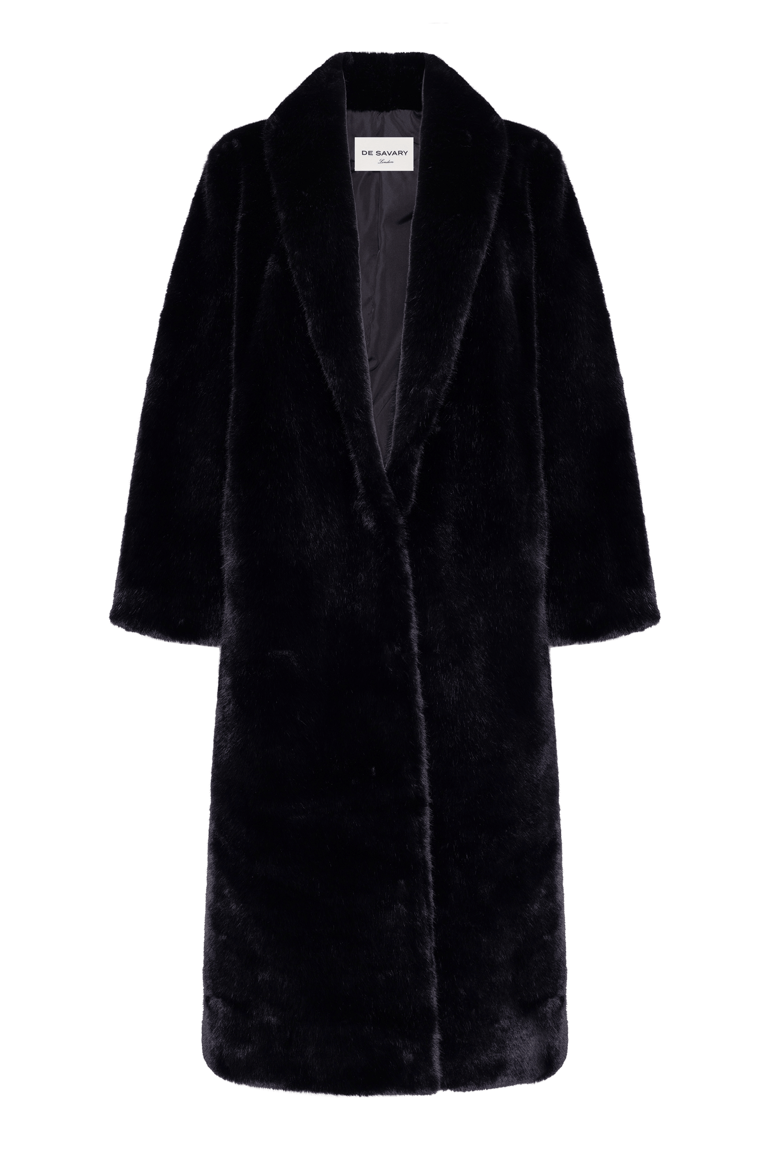 Black Maxi Faux Fur Coat