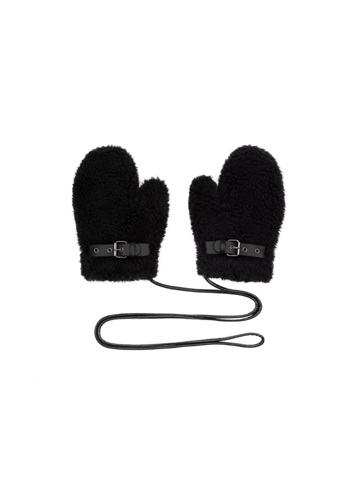 Black Shearling Mittens