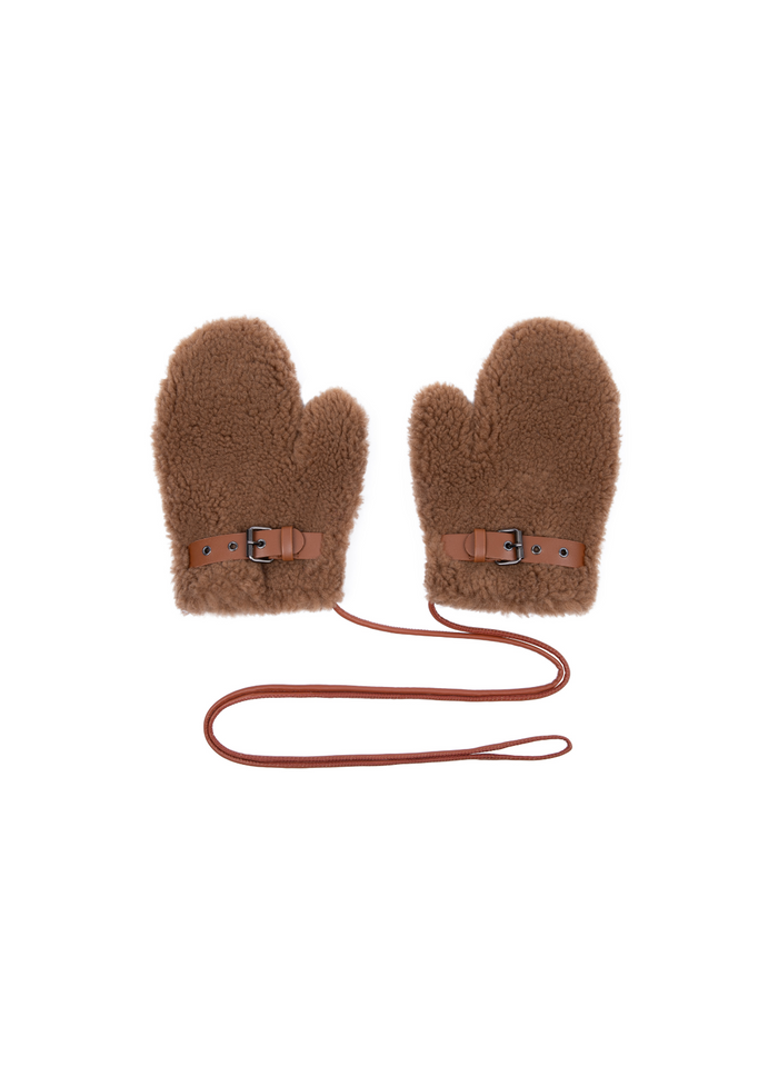 Brown Shearling Mittens