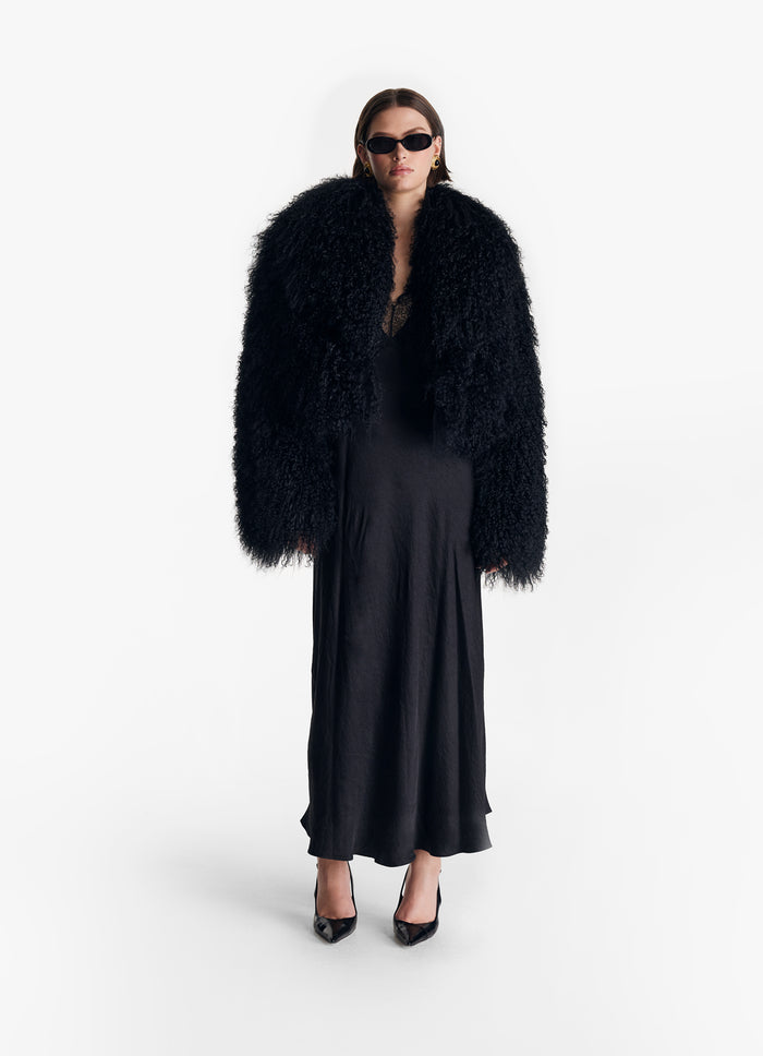 Black Mongolian Cropped Coat