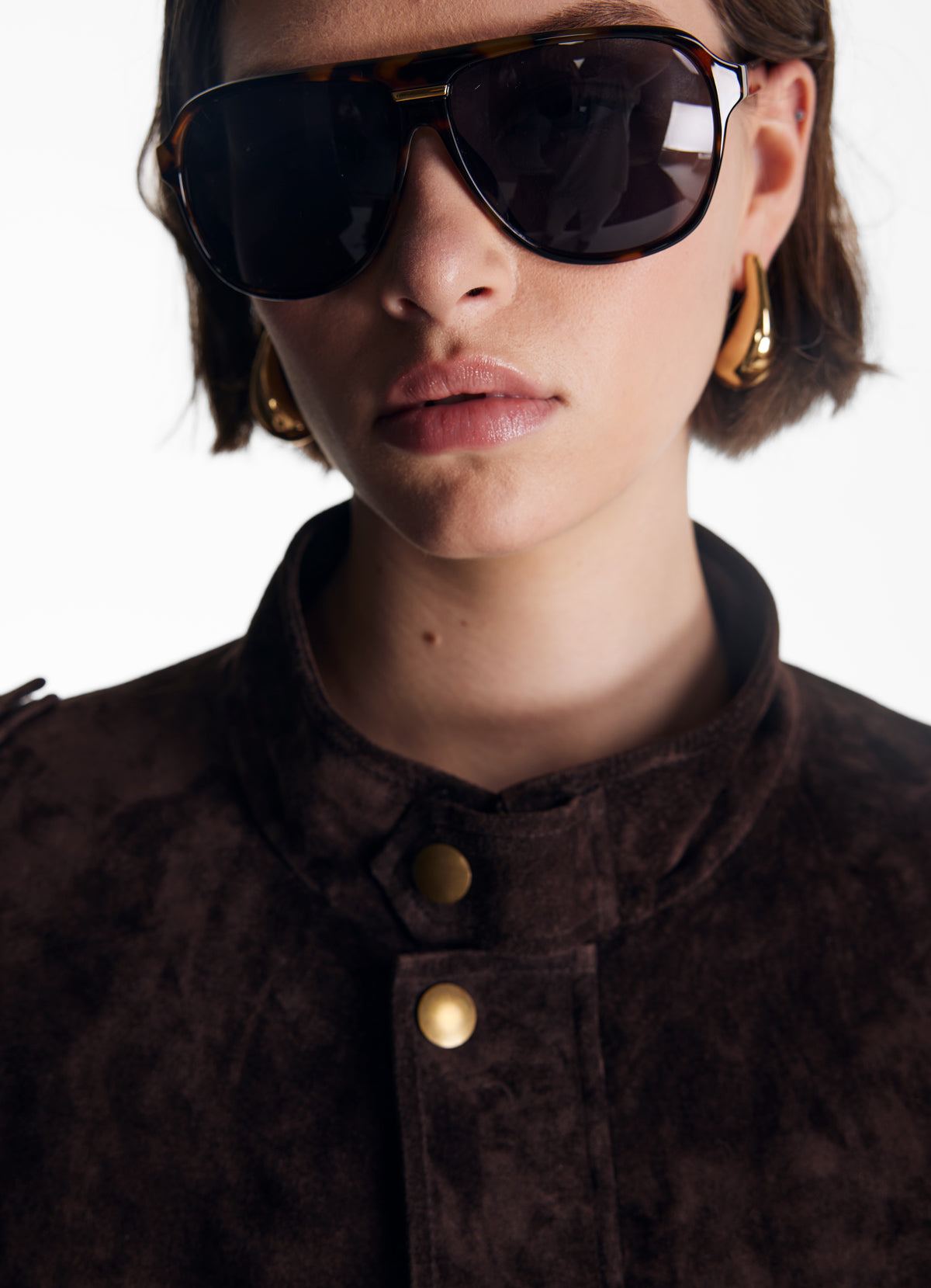 Espresso Suede Bomber Jacket