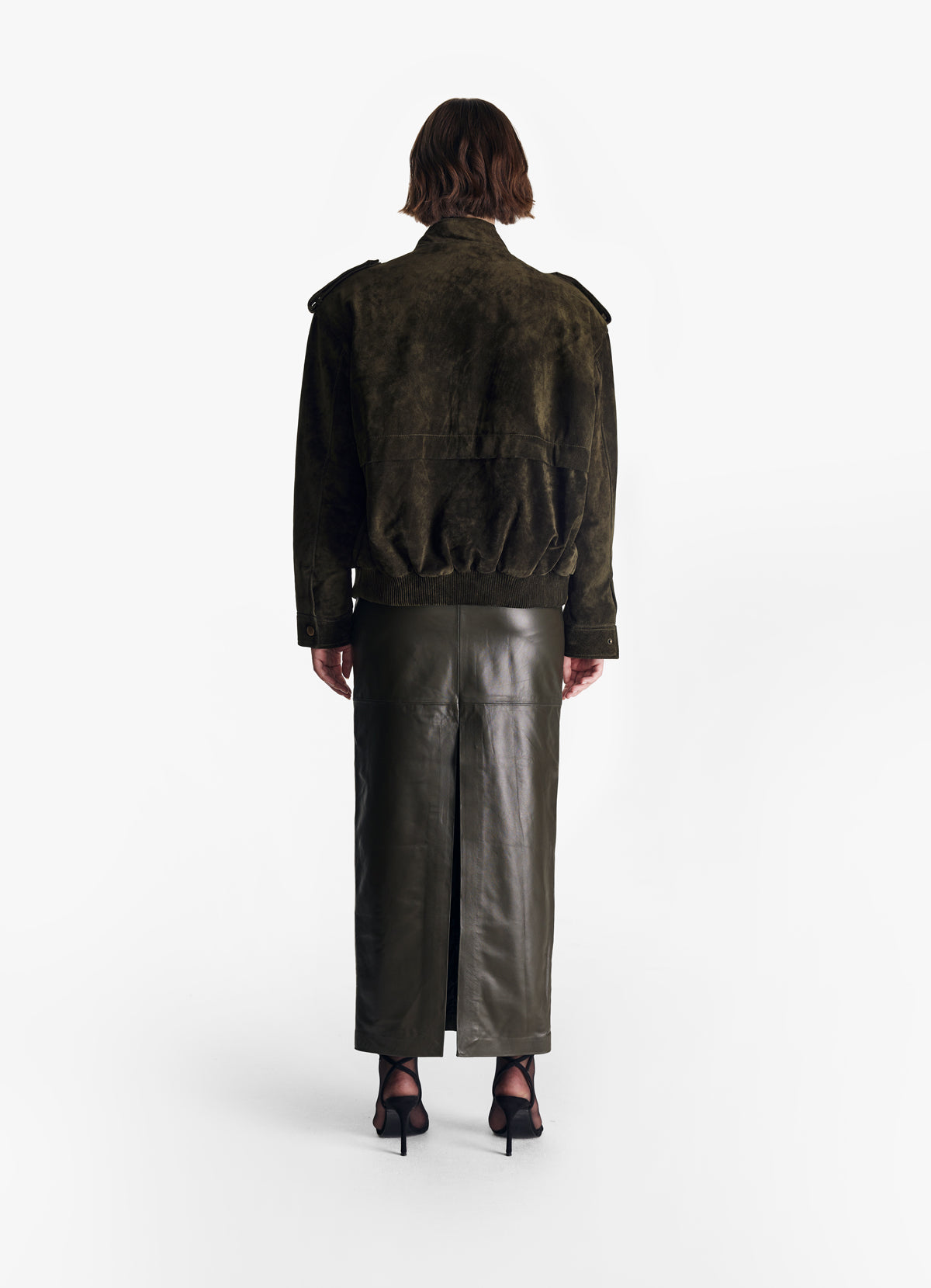 Khaki Suede Bomber Jacket