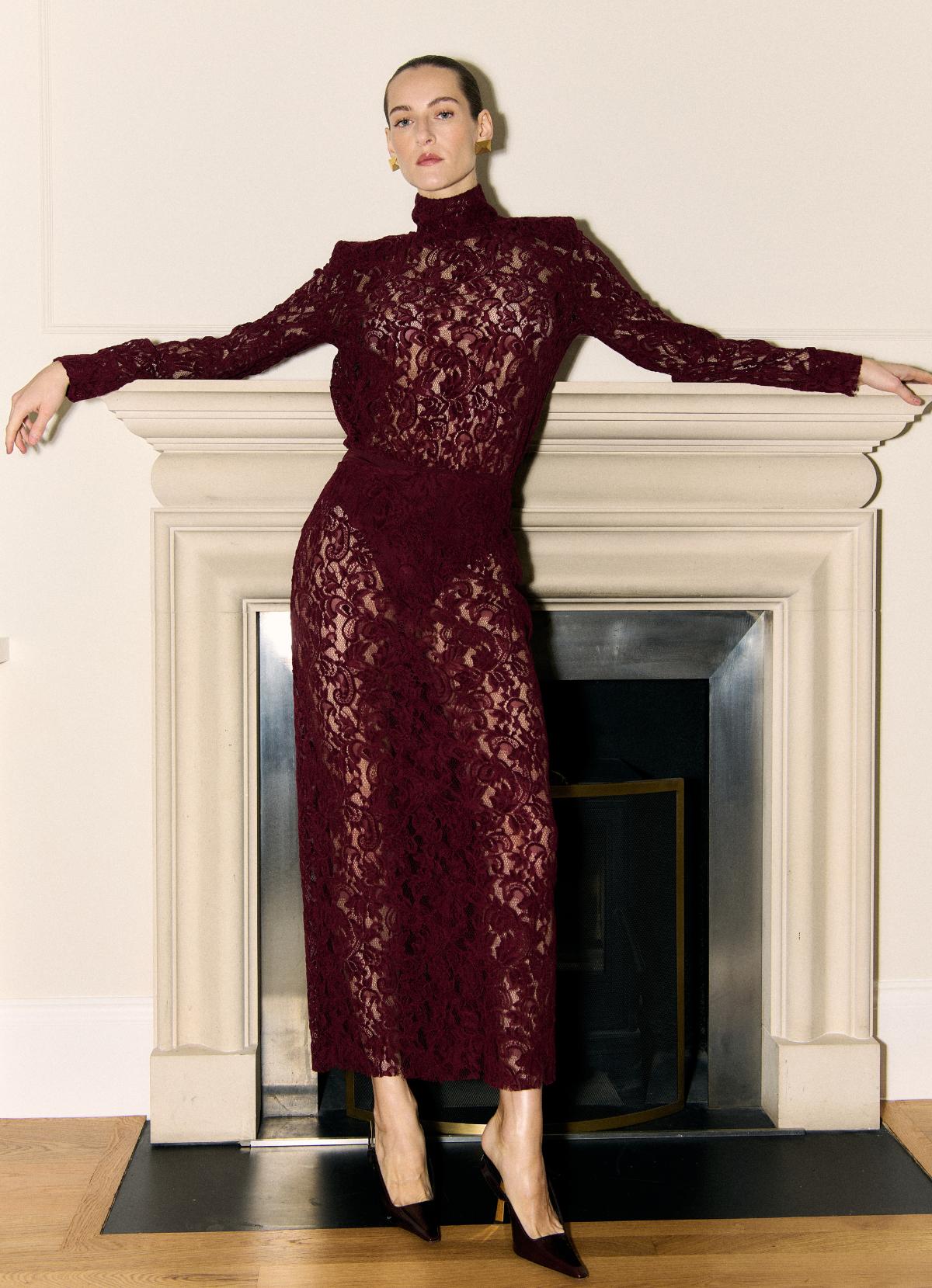 Burgundy Lace Maxi Skirt