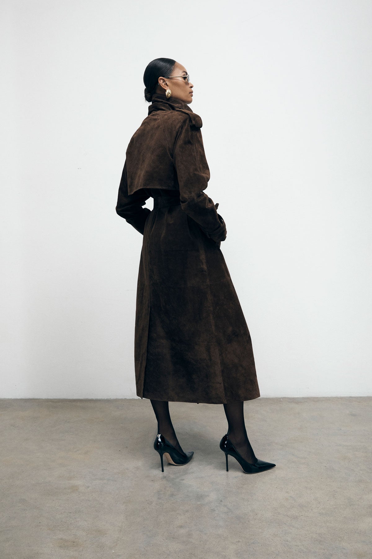 Brown Suede Trench Coat