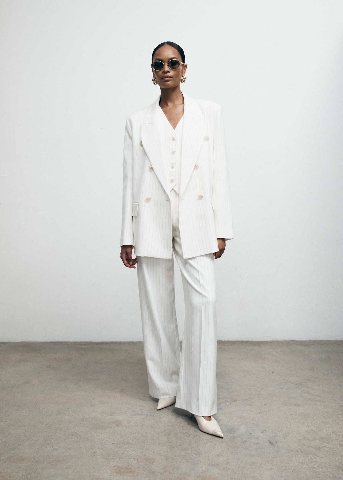 Cream Pinstripe Suit Trouser