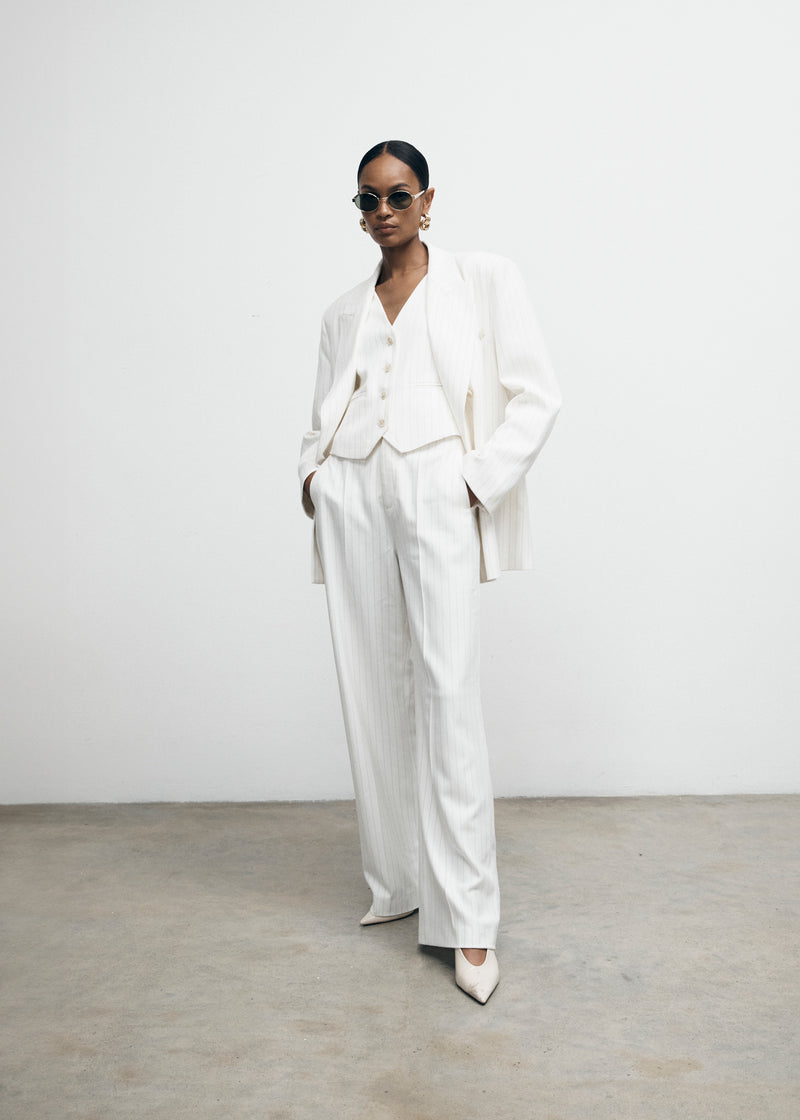 Cream Pinstripe Suit Trouser
