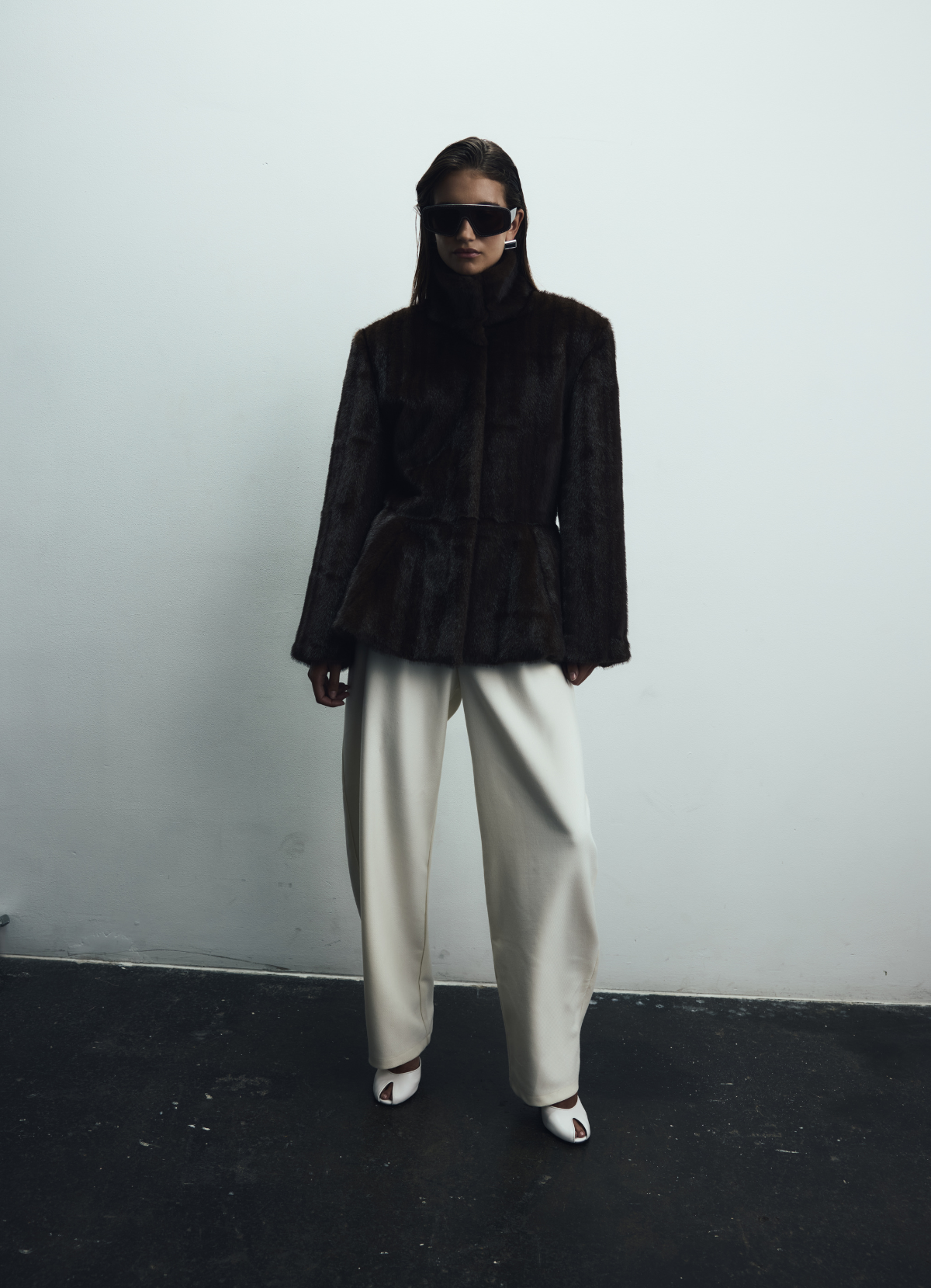 Brown Vintage Faux Fur Peplum Jacket