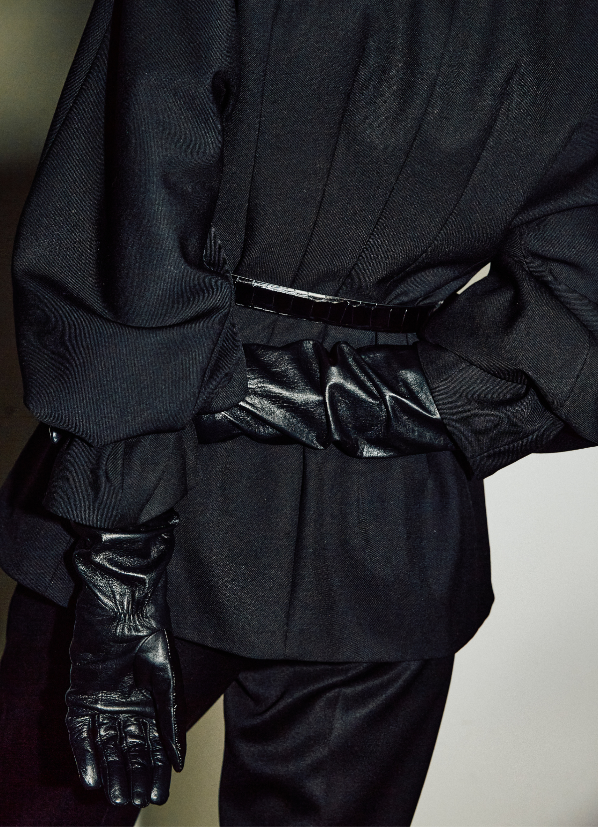 Black Croc Leather Gloves