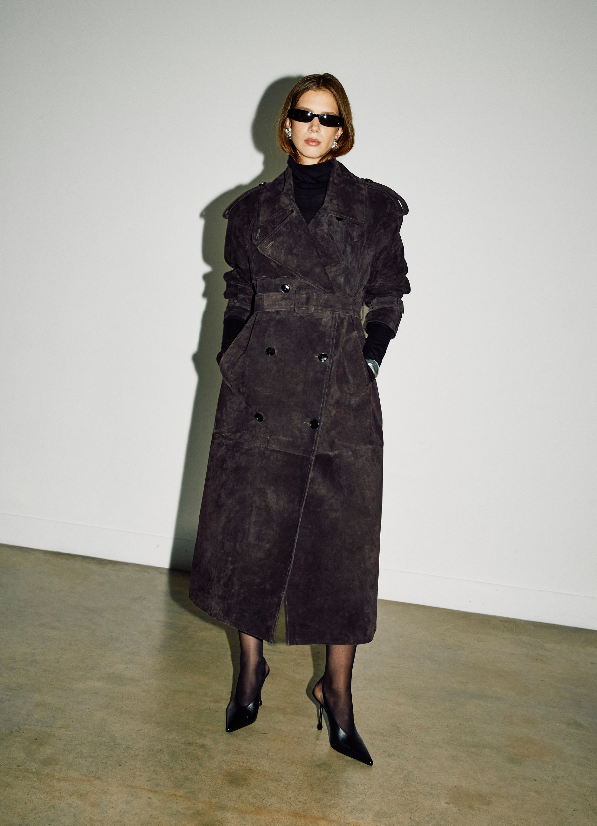 Espresso Suede Trench Coat