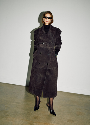 Espresso Suede Trench Coat