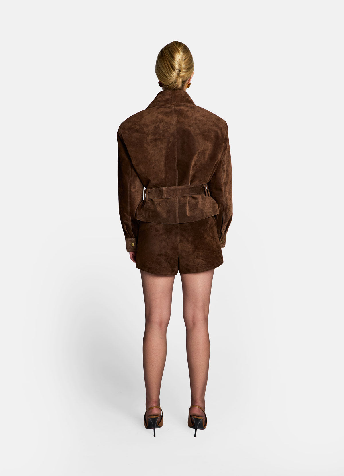 Brown Suede Belted Jacket