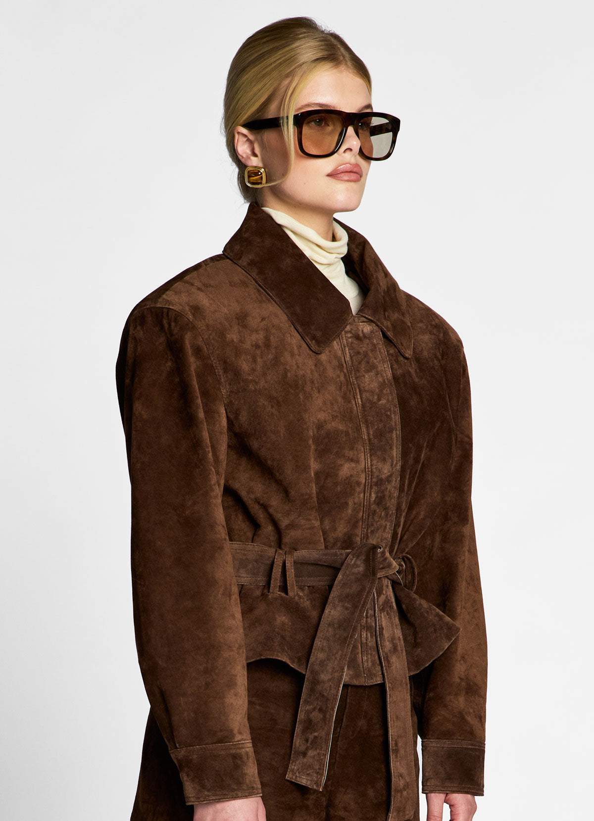 Brown Suede Belted Jacket