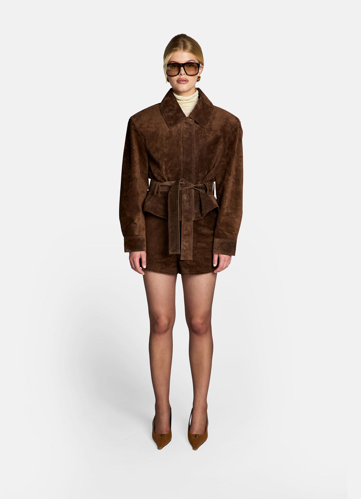 Brown Suede Belted Jacket