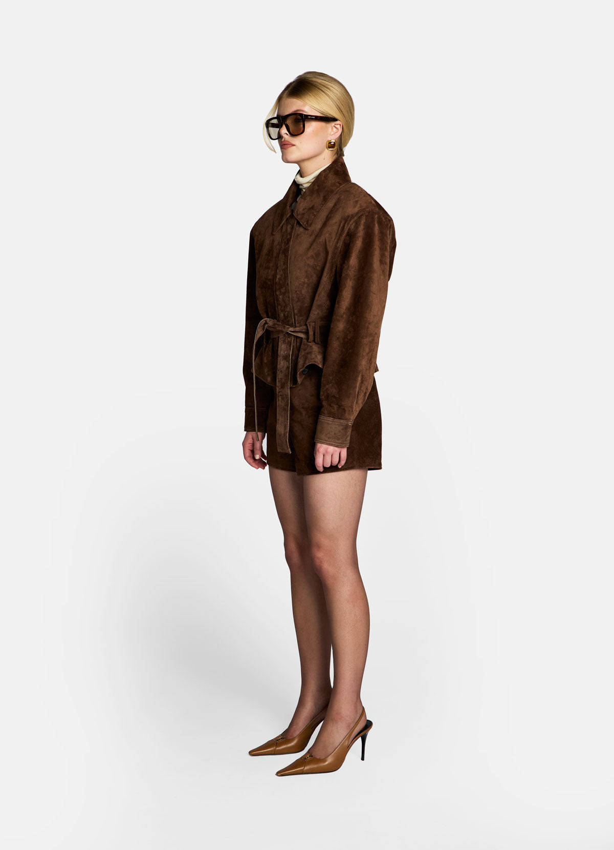 Brown Suede Belted Jacket