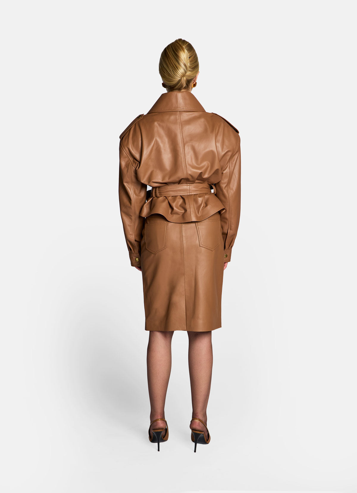 Mocha Leather Cropped Jacket