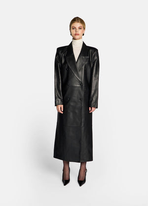 Black Leather Trench Coat
