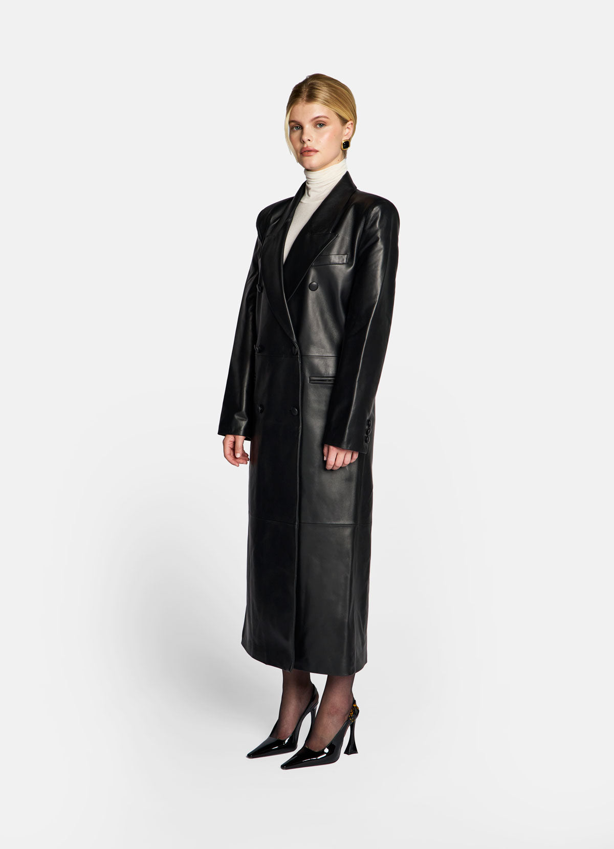 Black Leather Trench Coat