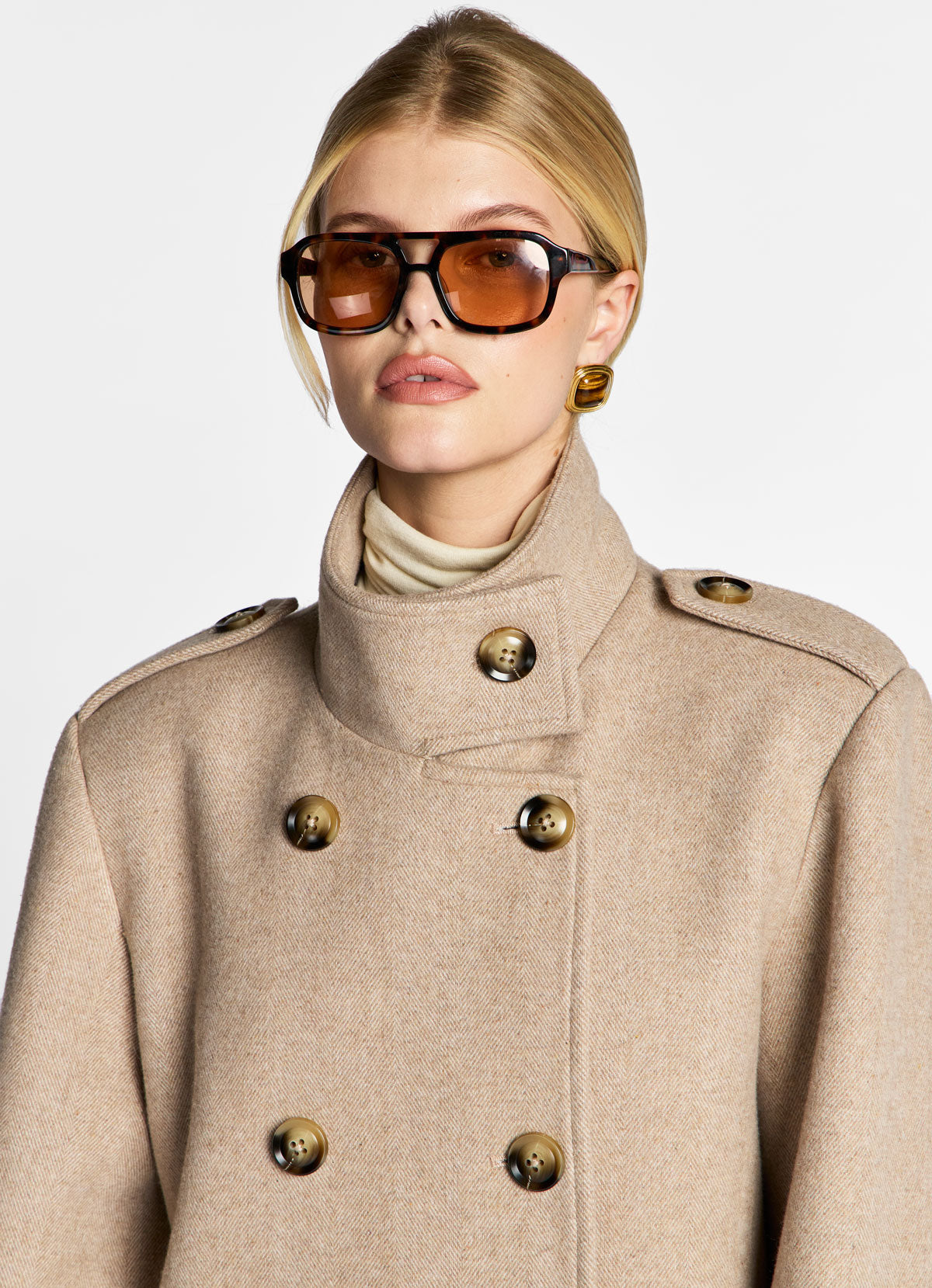 Mocha Wool Military Coat