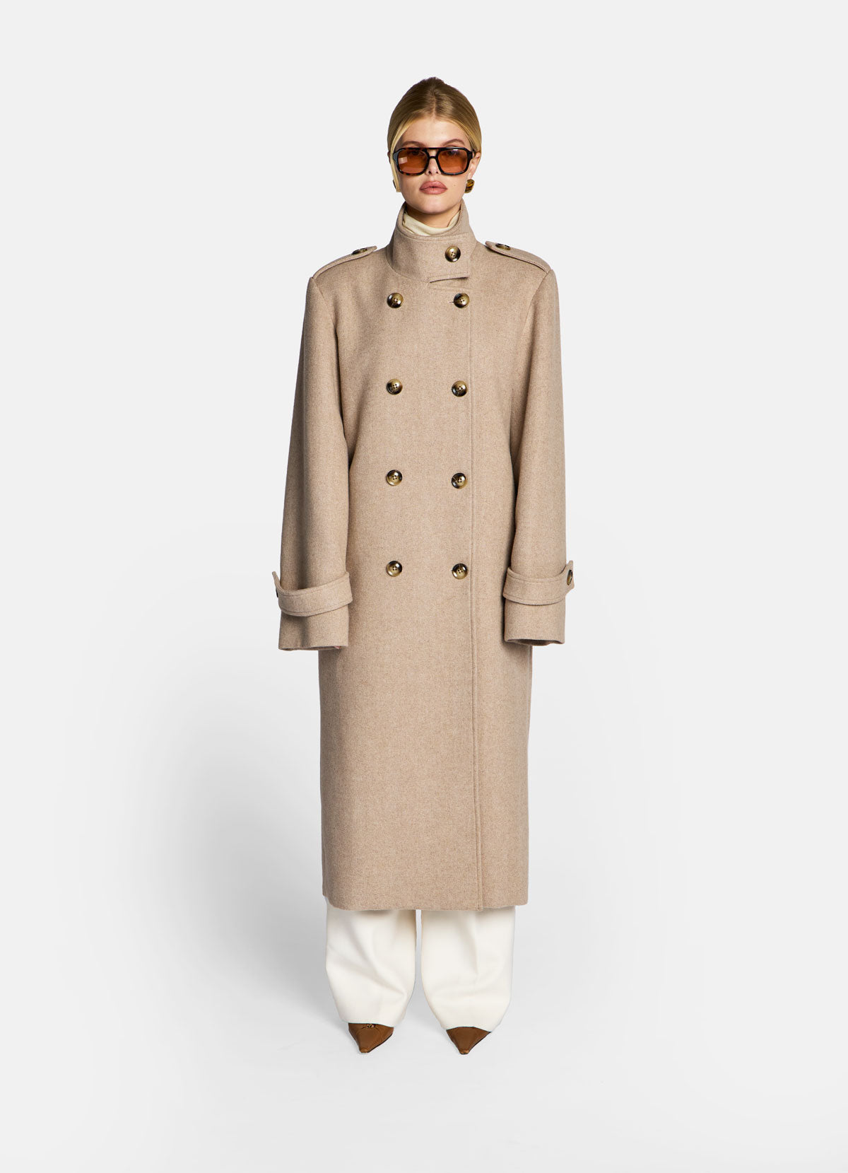 Mocha Wool Military Coat