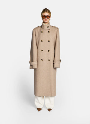 Mocha Wool Military Coat