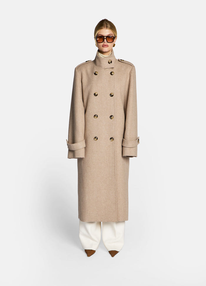 Mocha Wool Military Coat