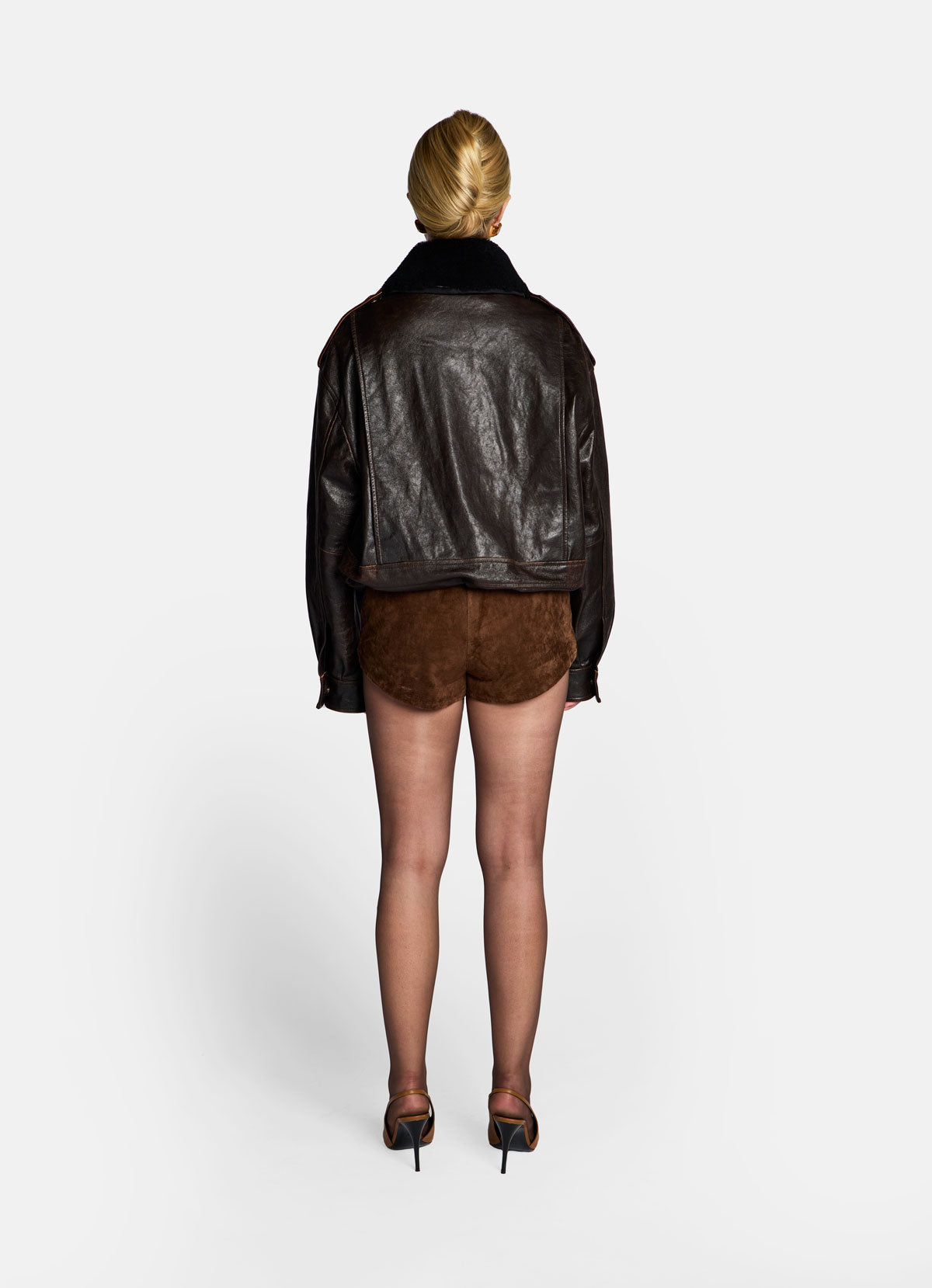 Black Leather Jacket With Shearling Collar