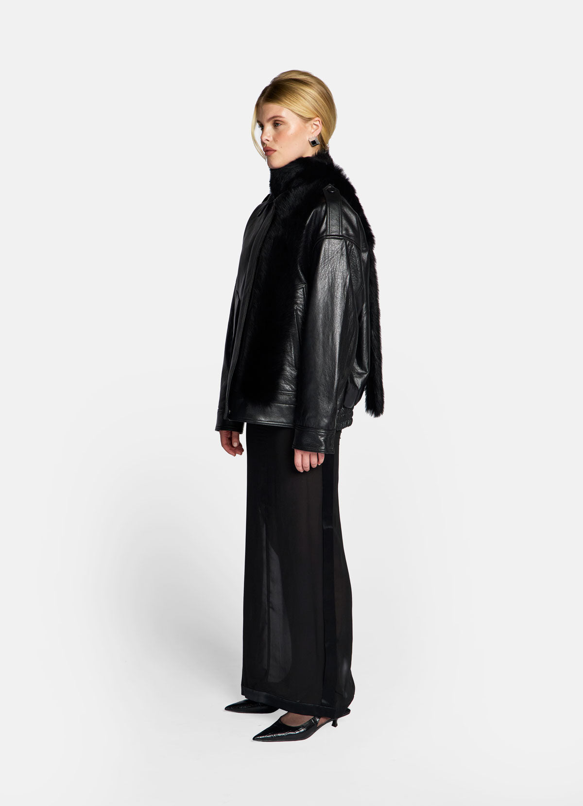 Black Shearling Scarf