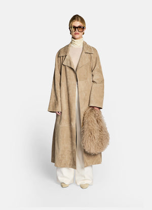 Sand Suede Wrap Coat
