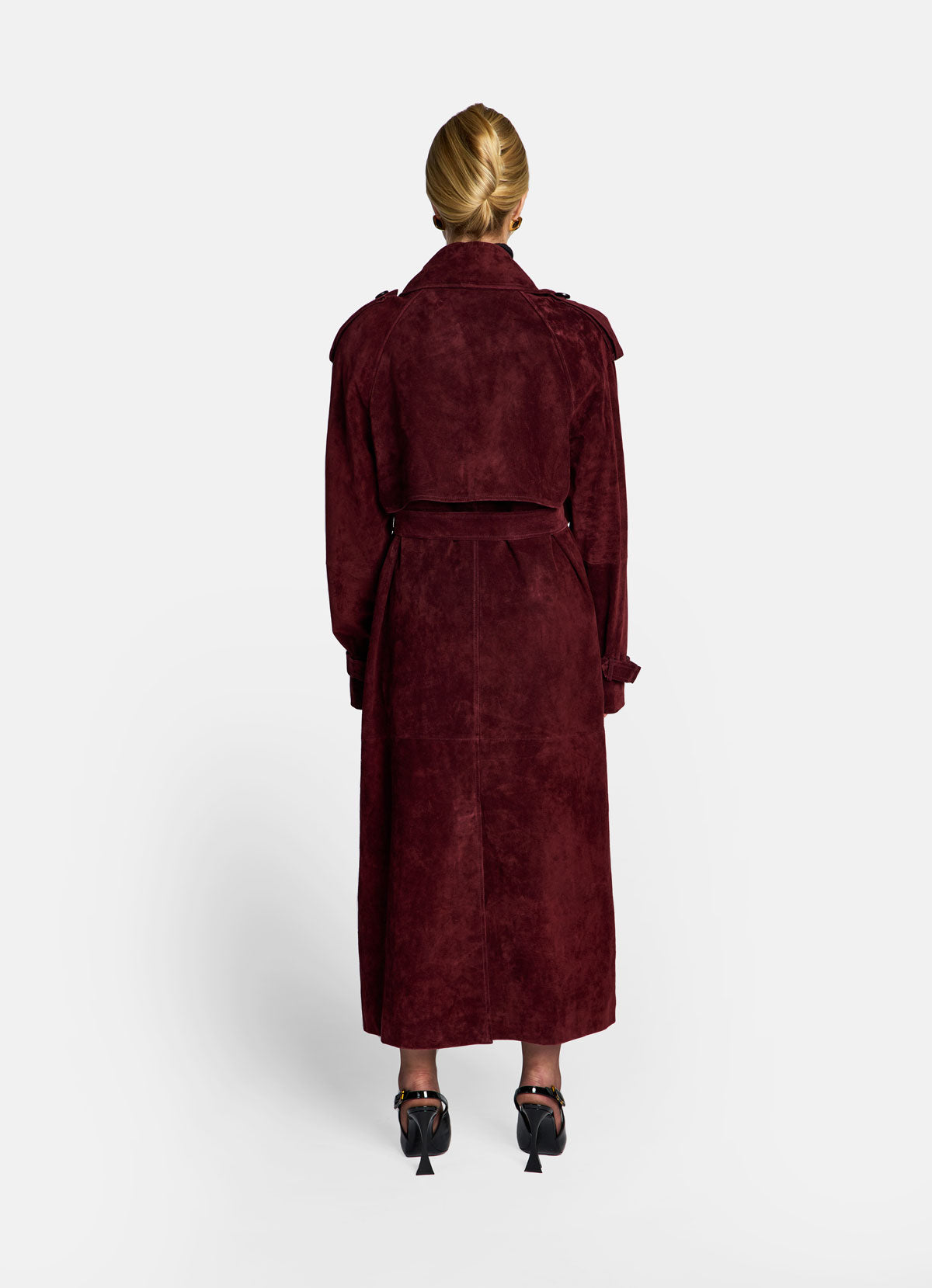 Burgundy Suede Trench Coat