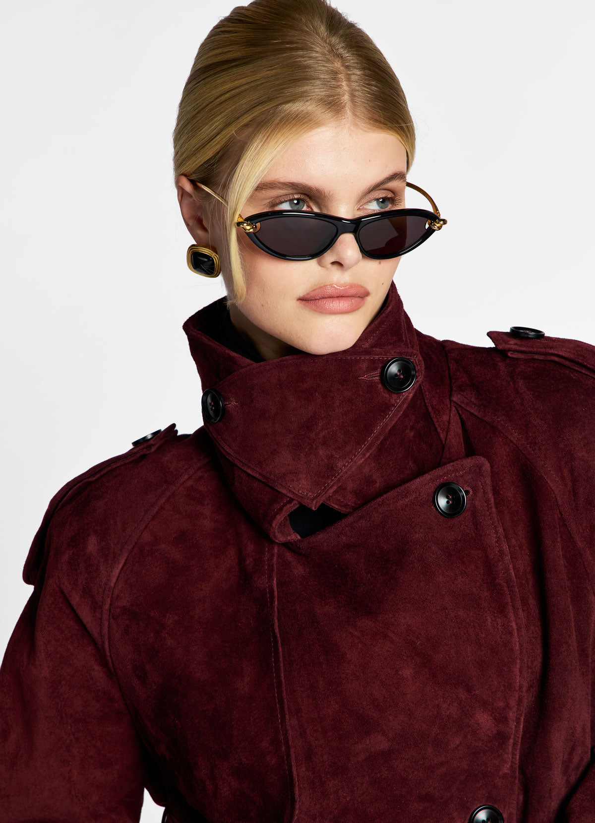 Burgundy Suede Trench Coat