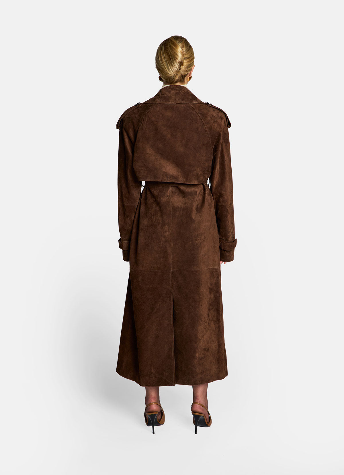 Brown Suede Trench Coat