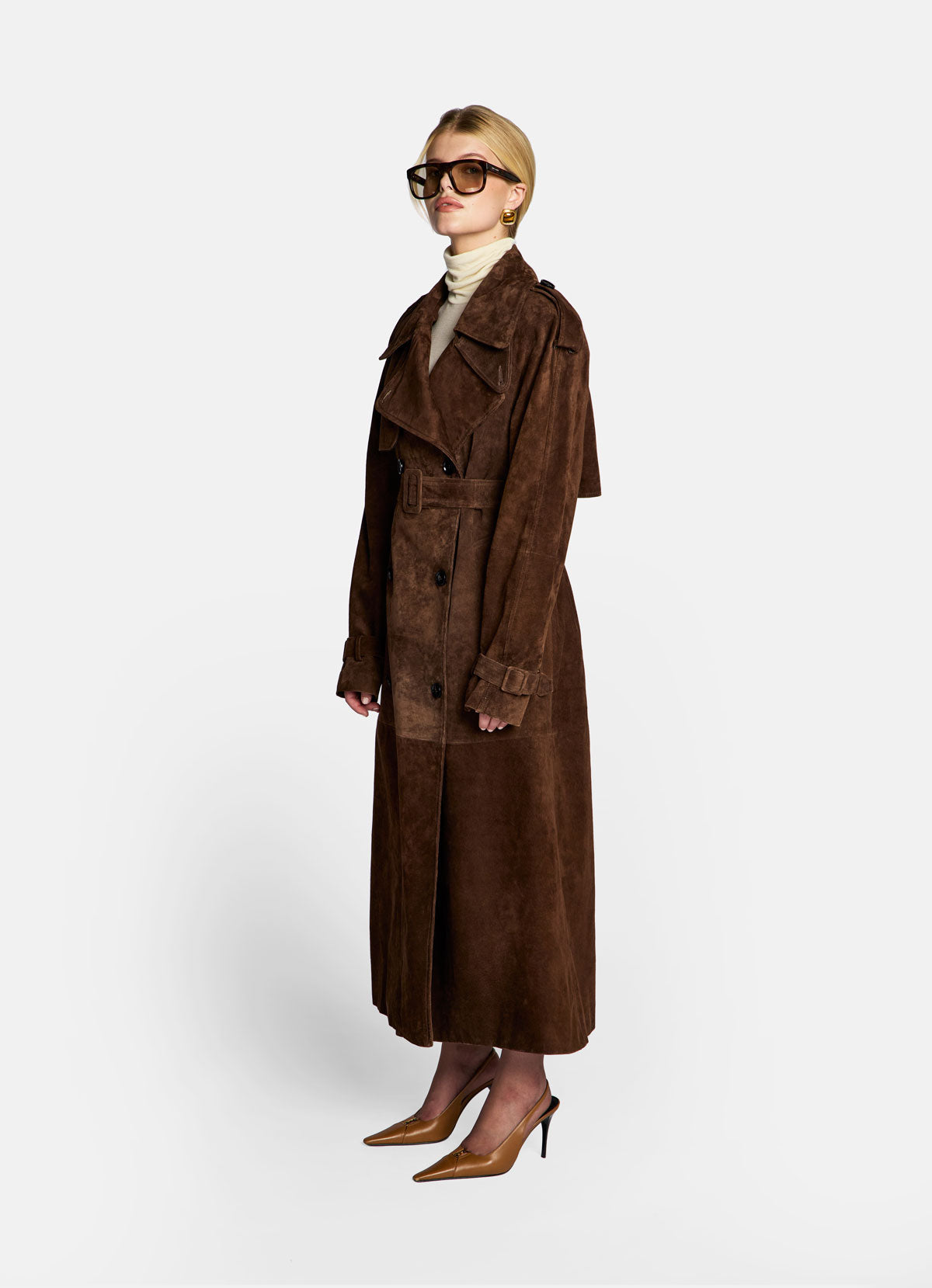 Brown Suede Trench Coat