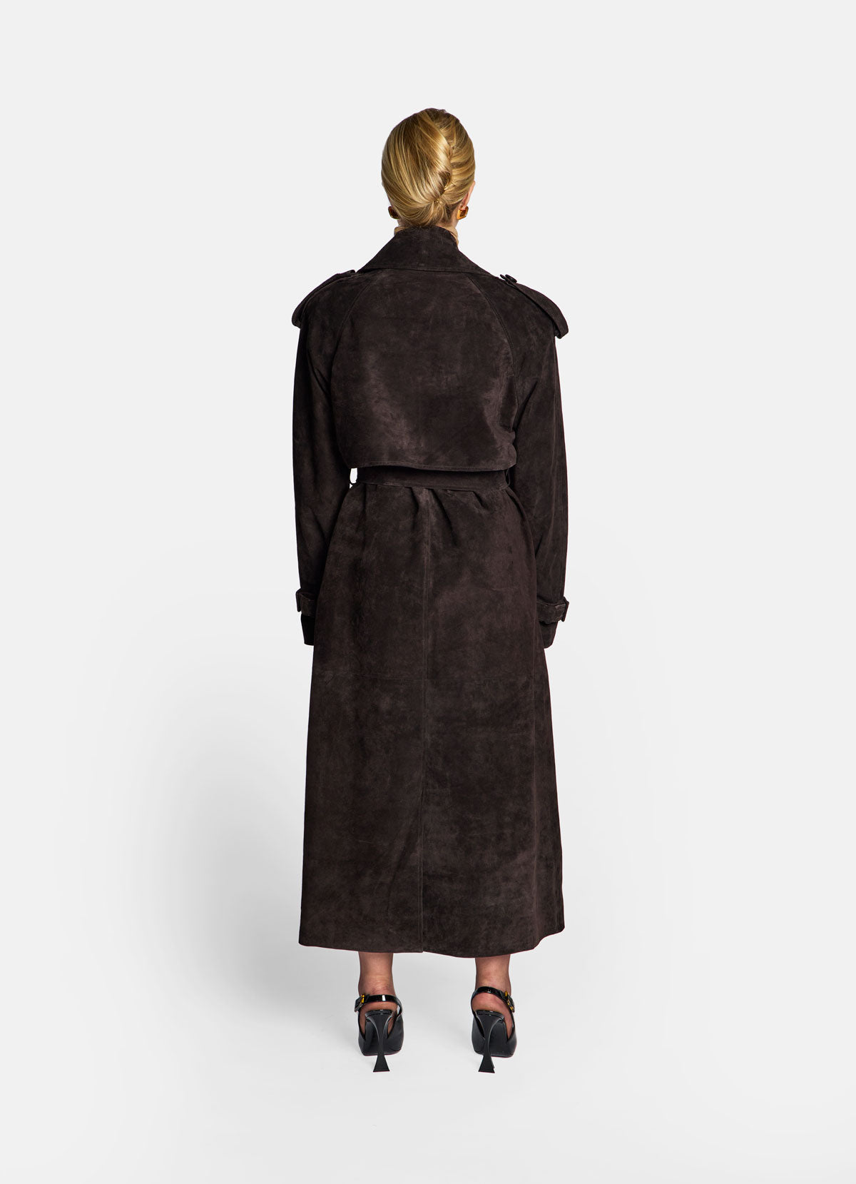 Espresso Suede Trench Coat