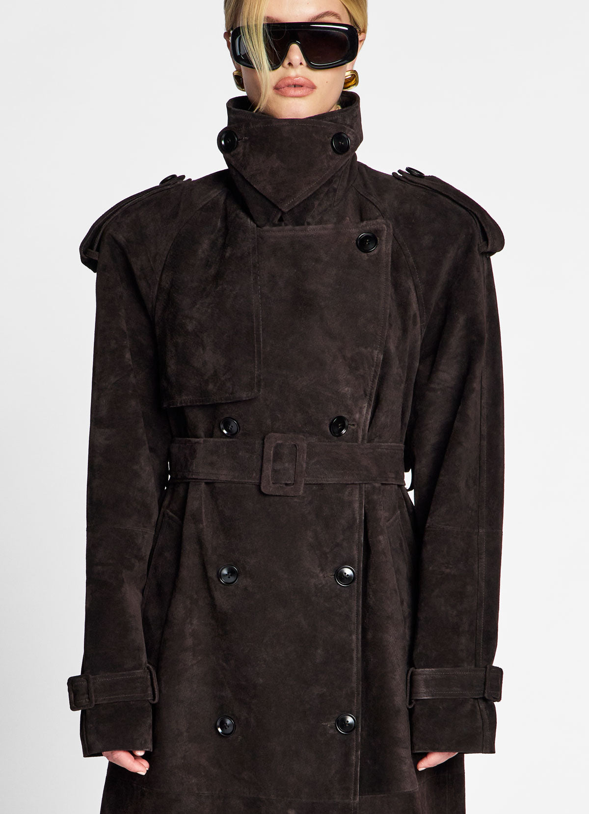 Espresso Suede Trench Coat