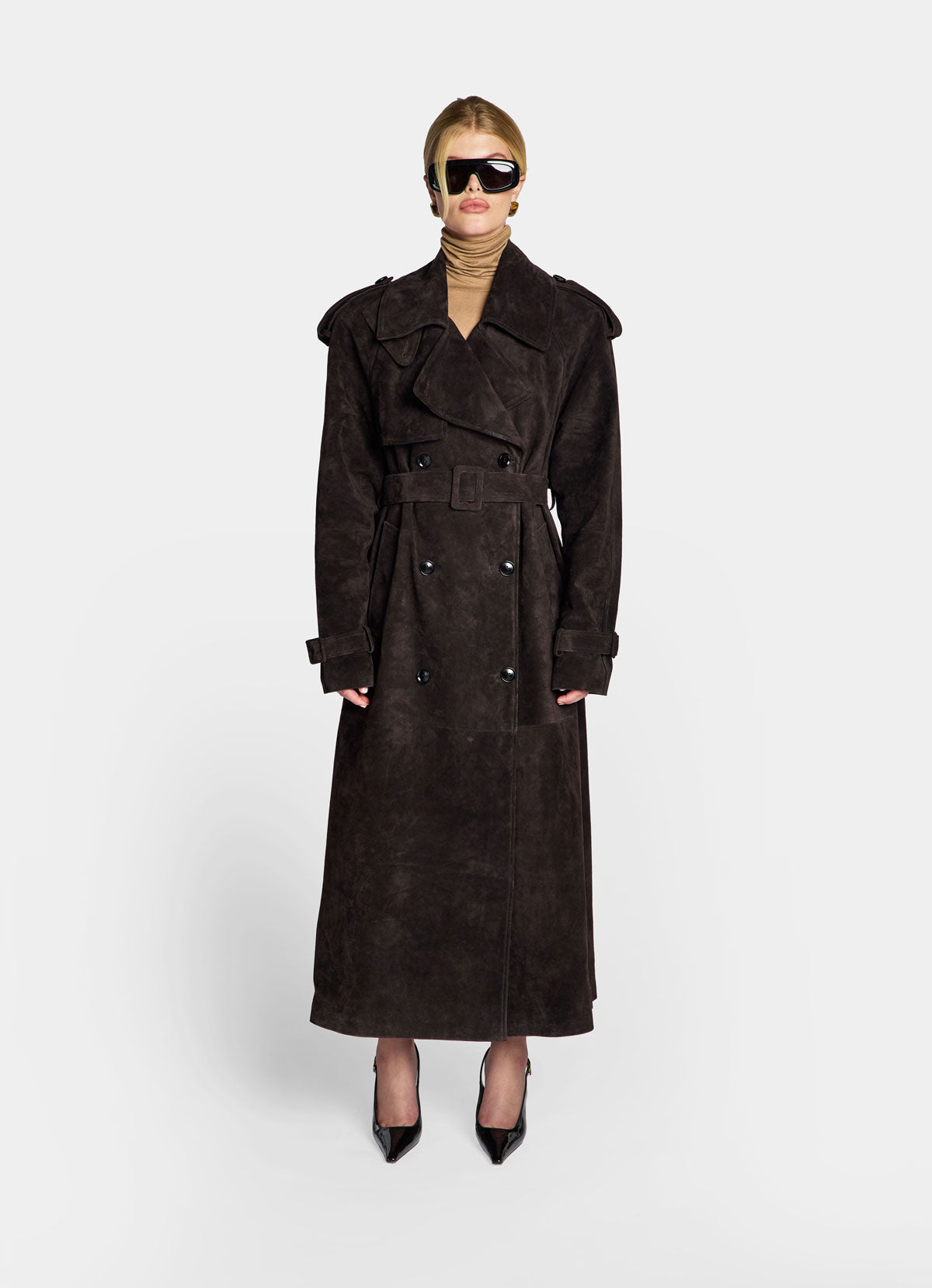 Espresso Suede Trench Coat