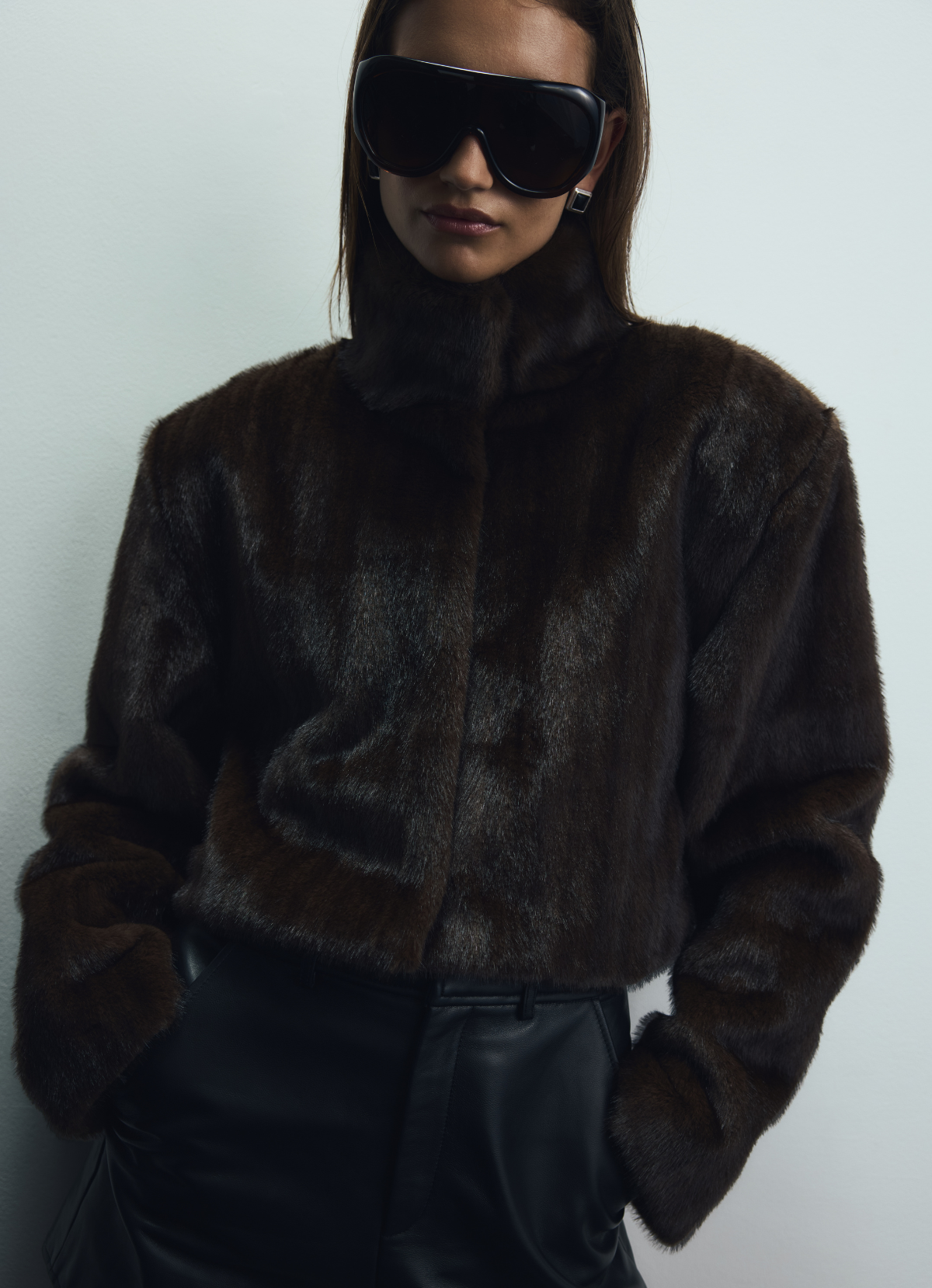 Brown Vintage Faux Fur Cropped Jacket