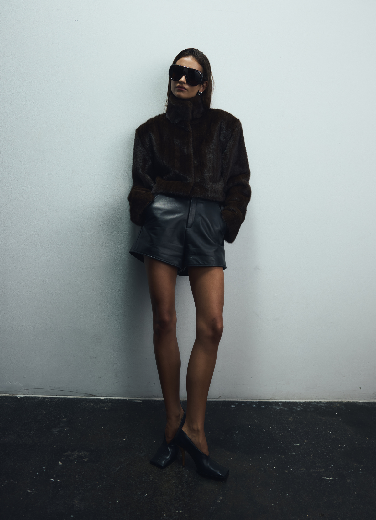 Brown Vintage Faux Fur Cropped Jacket