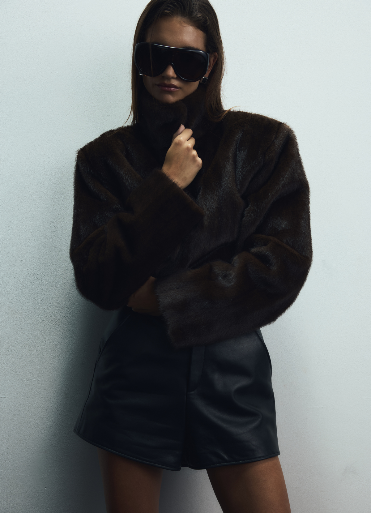 Brown Vintage Faux Fur Cropped Jacket