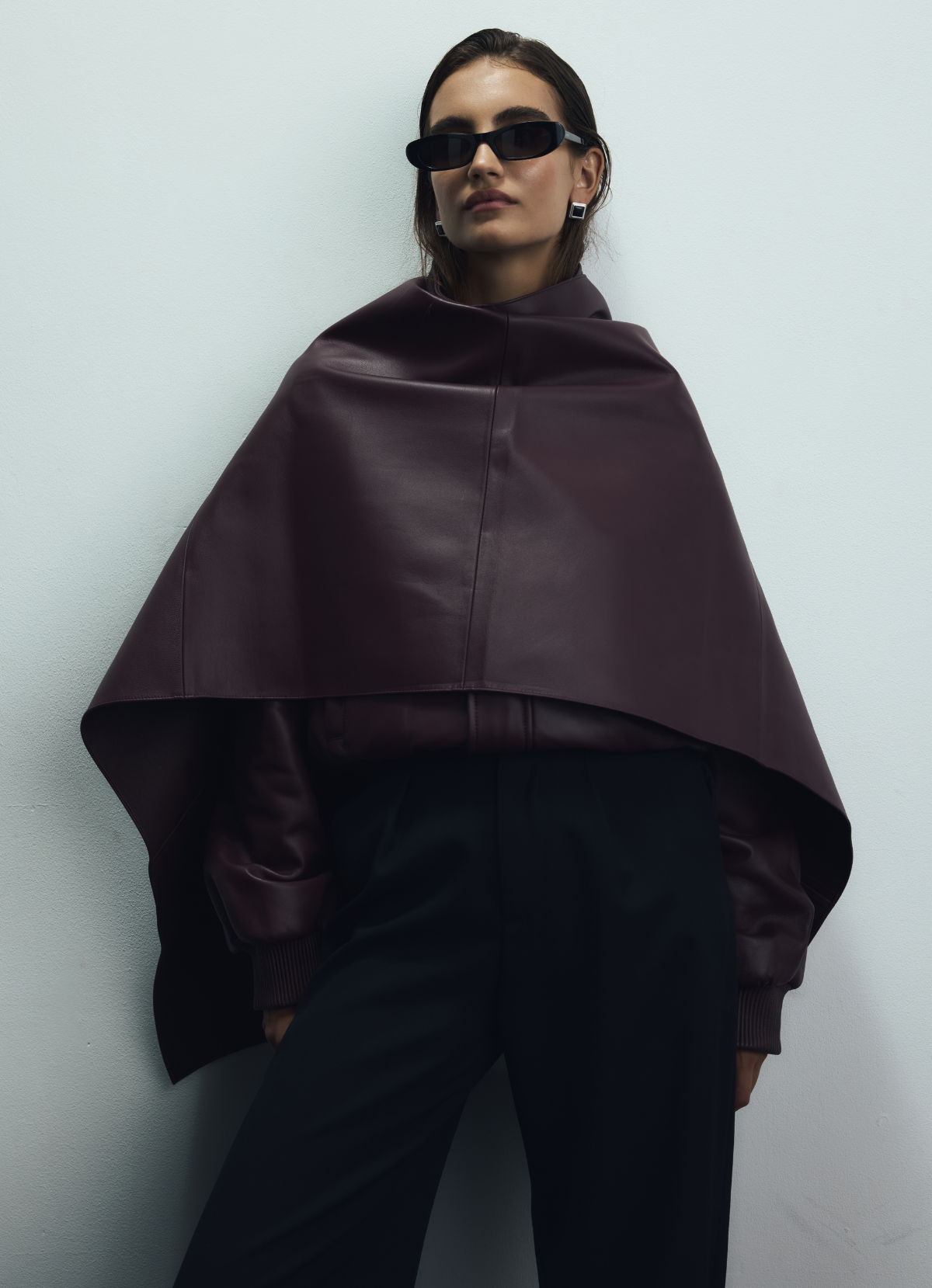 Burgundy Leather Cape