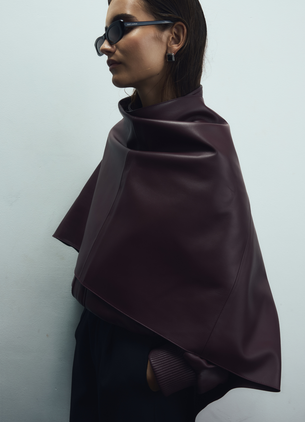 Burgundy Leather Cape