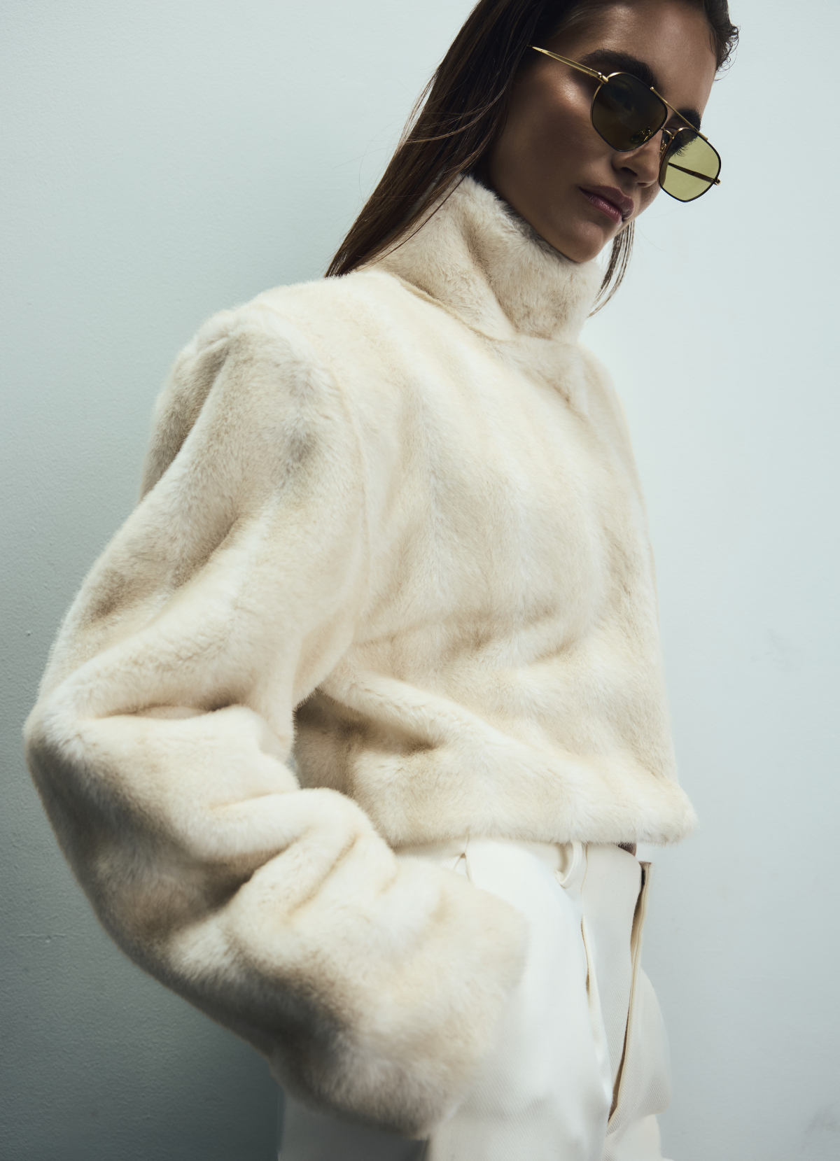 Cream Vintage Faux Fur Cropped Jacket