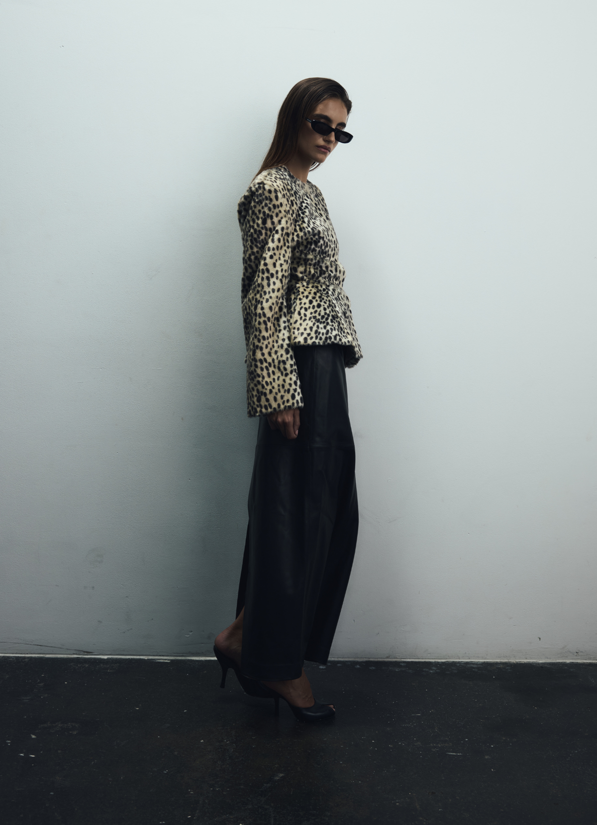 Dalmatian Faux Pony Hair Peplum Jacket