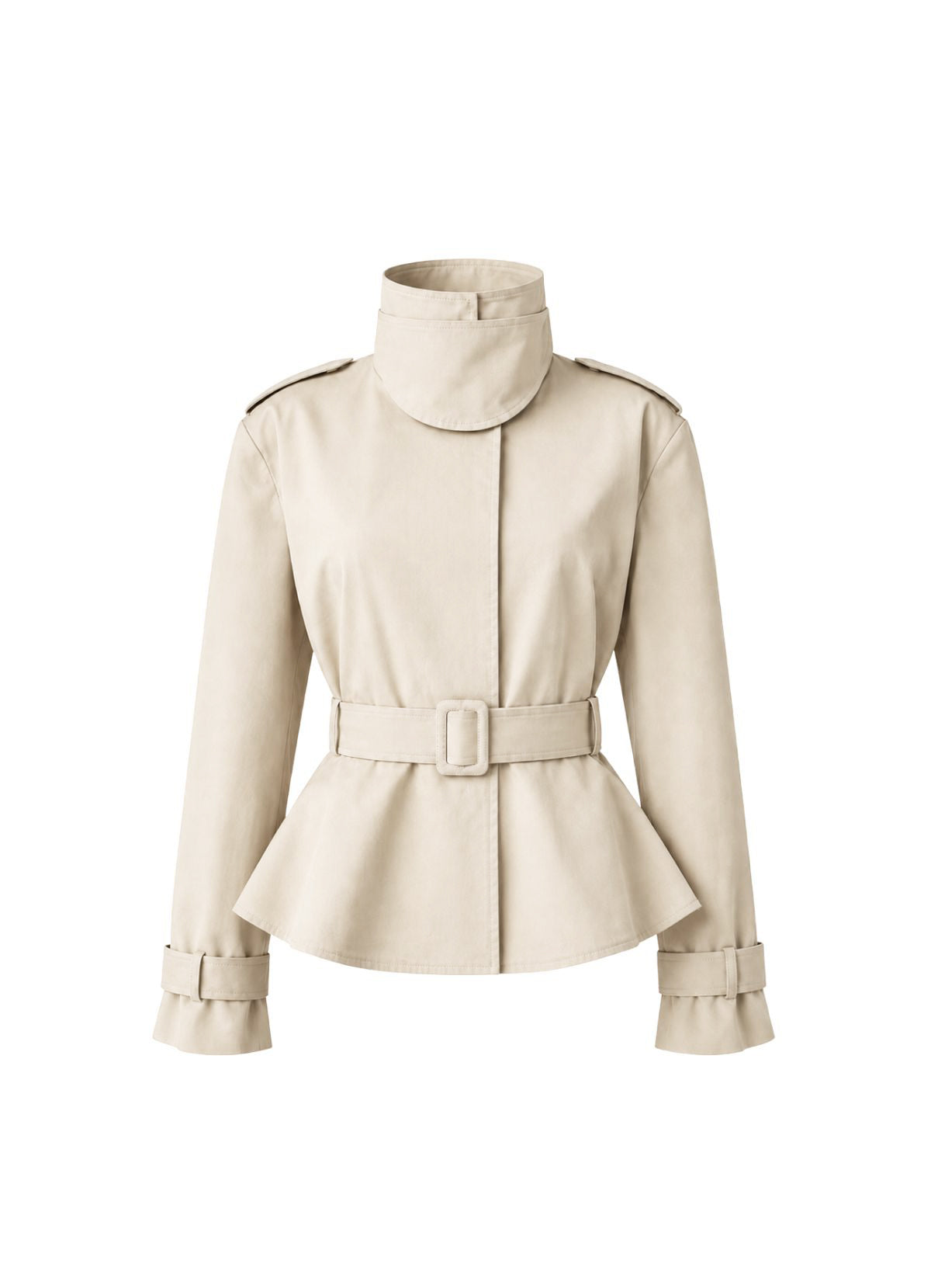 Cotton Peplum Trench Jacket