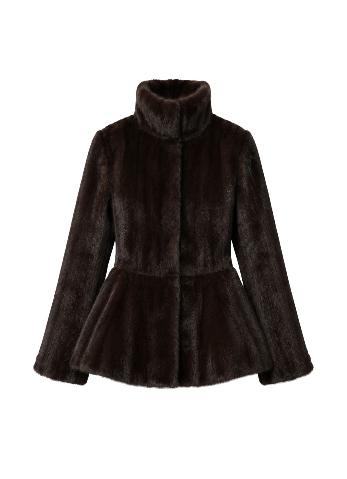 Brown Vintage Faux Fur Peplum Jacket